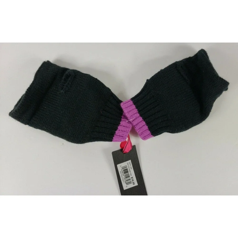 Material‎ Girl Macy's Black Bow Pink Trim Fingerless Gloves